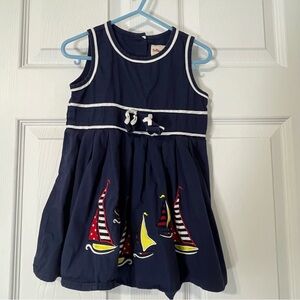 Toffee Apple Toddler Navy Blue Retro Nautical Sleeveless Dress Size 3T